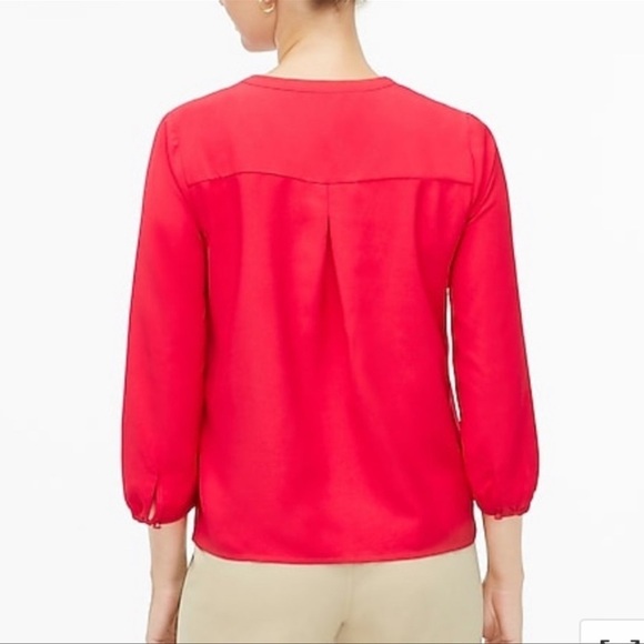 J. Crew Women Blouse Open V-neck Top Crepe Pink Size Small - Picture 3 of 12